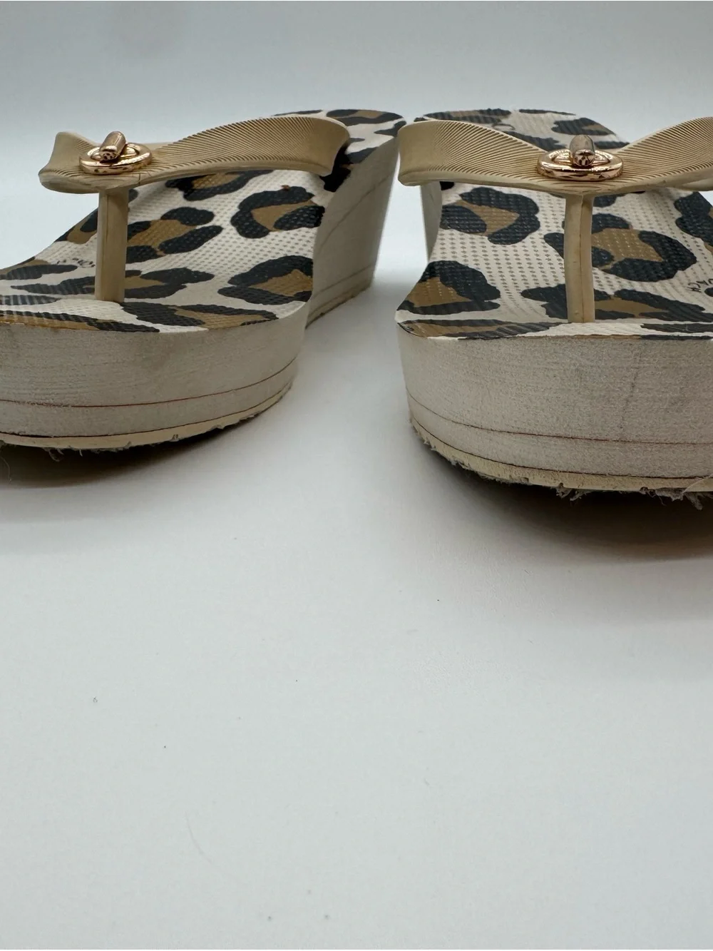 Coach Leopard Print Platform Flip Flop - Beige Straps size 6